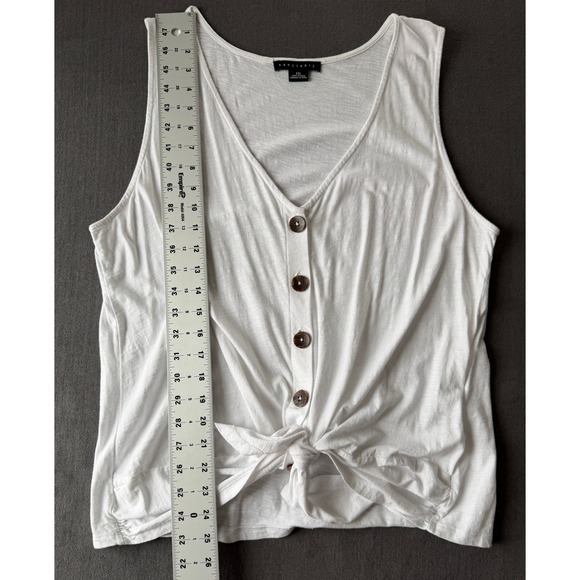 Sanctuary White Sleeveless‎ V Neck Button Front Tie Front Tank Top Womens XXL - Picture 7 of 8